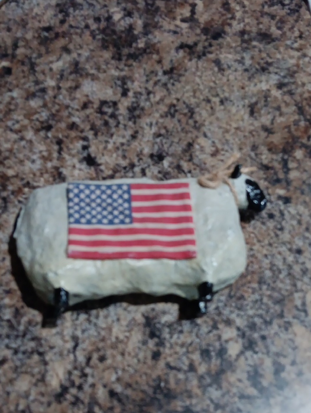 Patriotic Sheep Figurine - Cream with American Flag